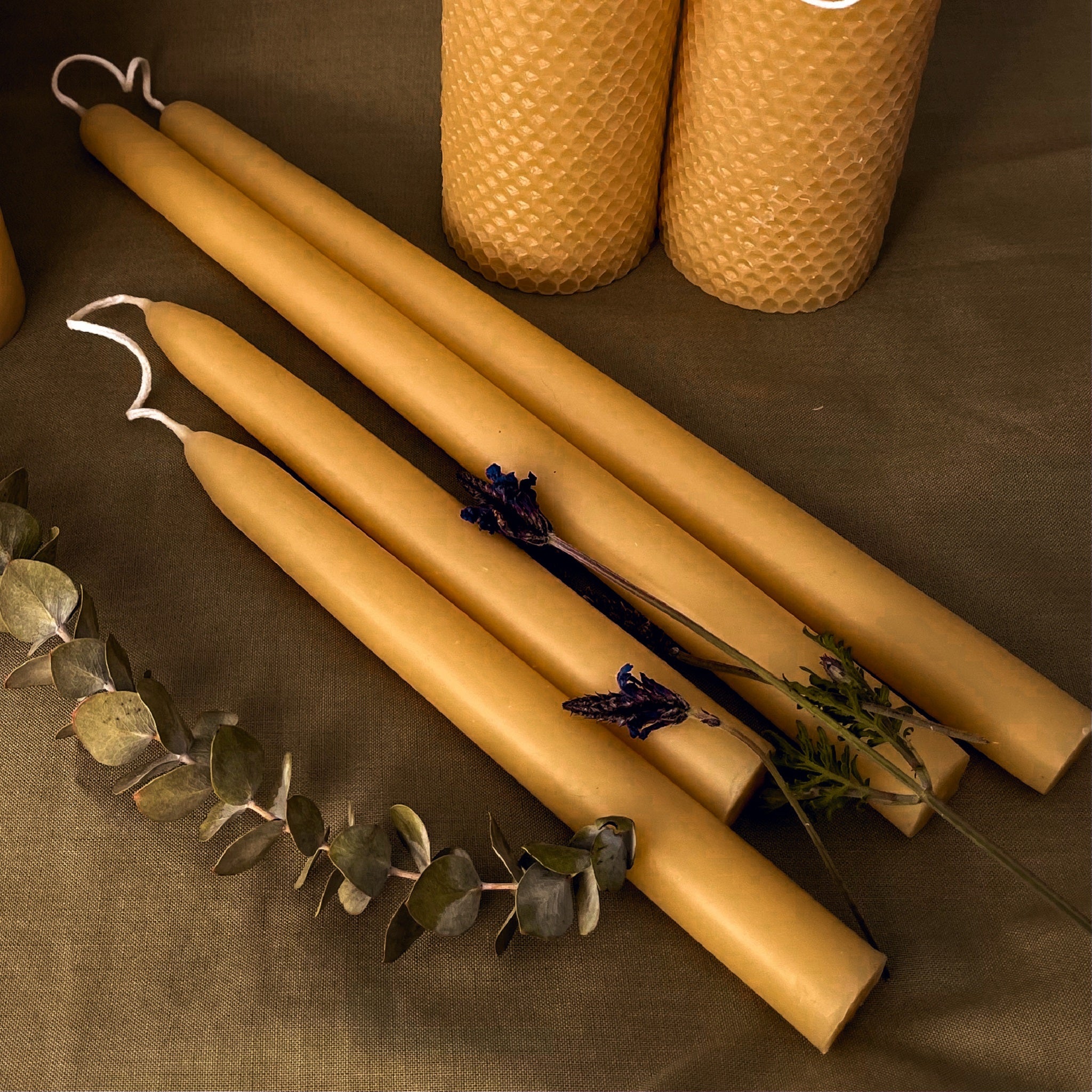 6 Beeswax Taper Candles (1-pair) 